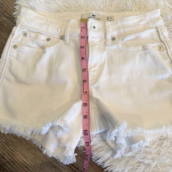 Vineyard Vines White Cutoff Denim Shorts 24 Frayed Hem Spring Summer - Picture 4 of 8